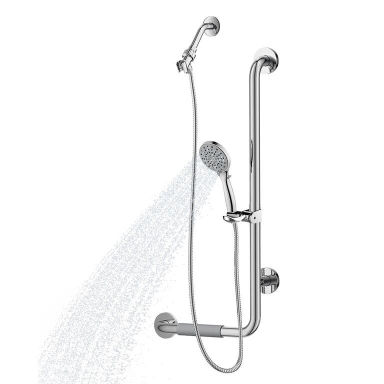 31.5X13.7X3.6 Right - Hand Grip Shower System - Stainless Steel - ADA Compliant - Multi - function Hand Shower - BUILDMYPLACE