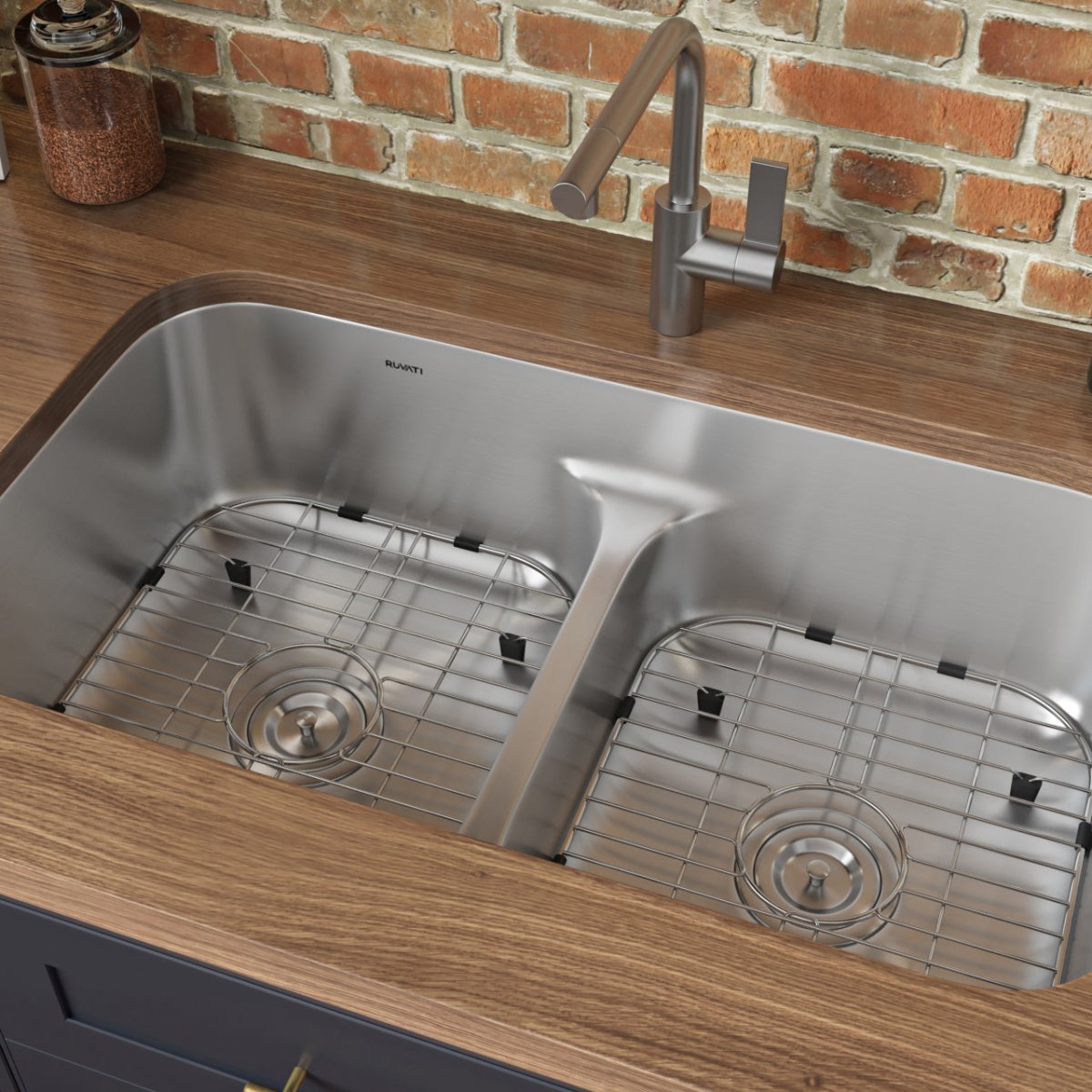 32 - inch Low - Divide 50/50 Double Bowl Undermount 16 Gauge Stainless Steel Kitchen Sink - BUILDMYPLACE