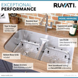 32 - inch Low - Divide 50/50 Double Bowl Undermount 16 Gauge Stainless Steel Kitchen Sink - BUILDMYPLACE