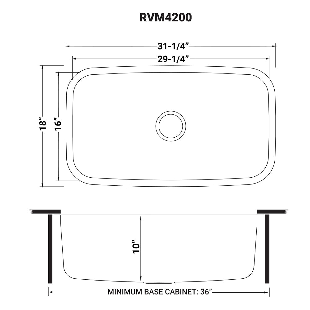 32 - inch Undermount 16 Gauge Stainless Steel Kitchen Sink Single Bowl - BUILDMYPLACE