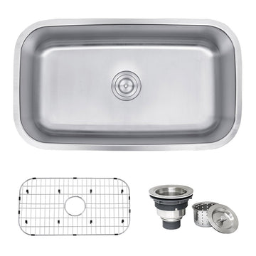 32-inch Undermount 16 Gauge Stainless Steel Kitchen Sink Single Bowl