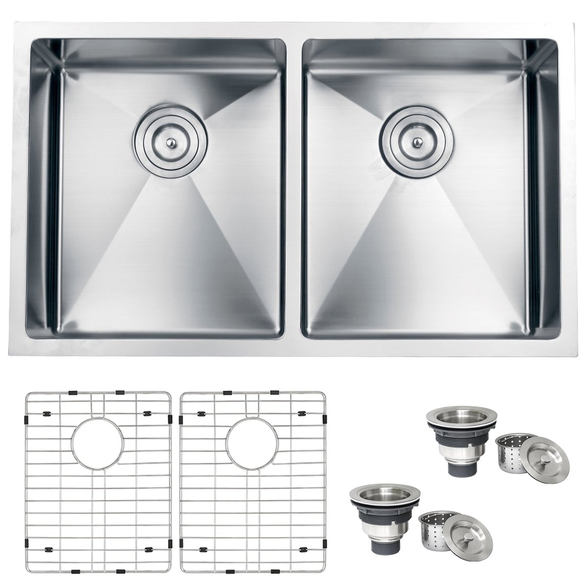 32 - inch Undermount 50/50 Double Bowl Tight Radius 16 Gauge Stainless Steel Kitchen Sink - BUILDMYPLACE