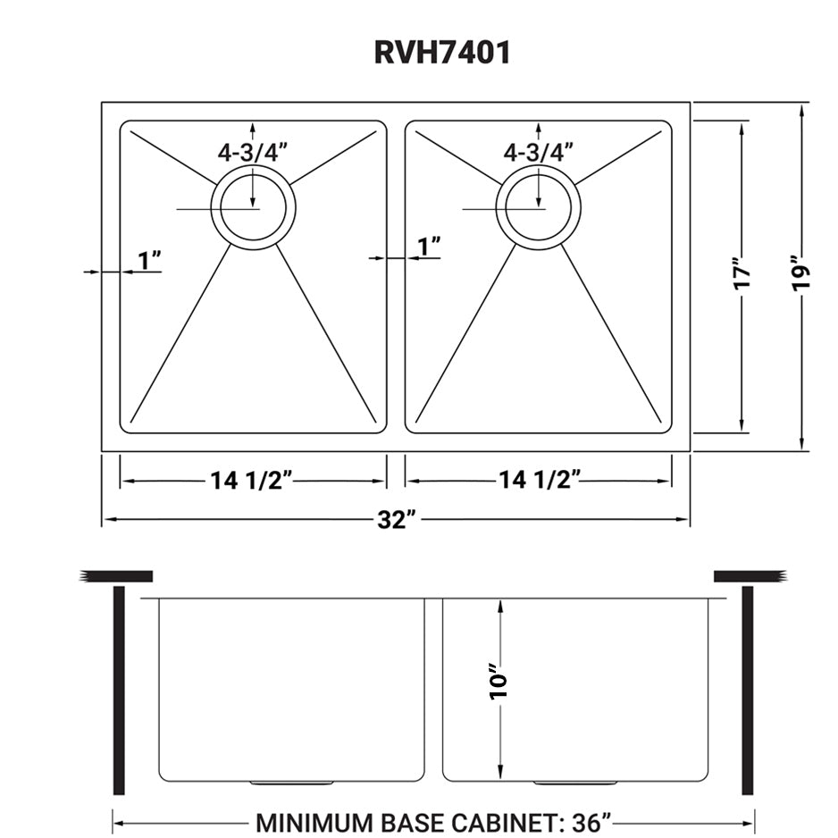 32 - inch Undermount 50/50 Double Bowl Tight Radius 16 Gauge Stainless Steel Kitchen Sink - BUILDMYPLACE