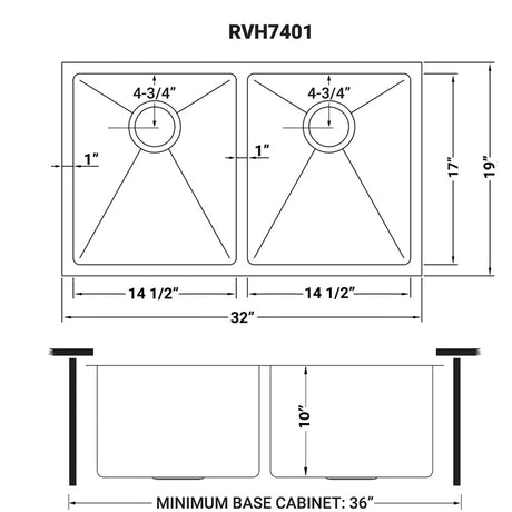 32 - inch Undermount 50/50 Double Bowl Tight Radius 16 Gauge Stainless Steel Kitchen Sink - BUILDMYPLACE