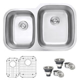 32 - inch Undermount Double Bowl 16 Gauge Stainless Steel Kitchen Sink - BUILDMYPLACE