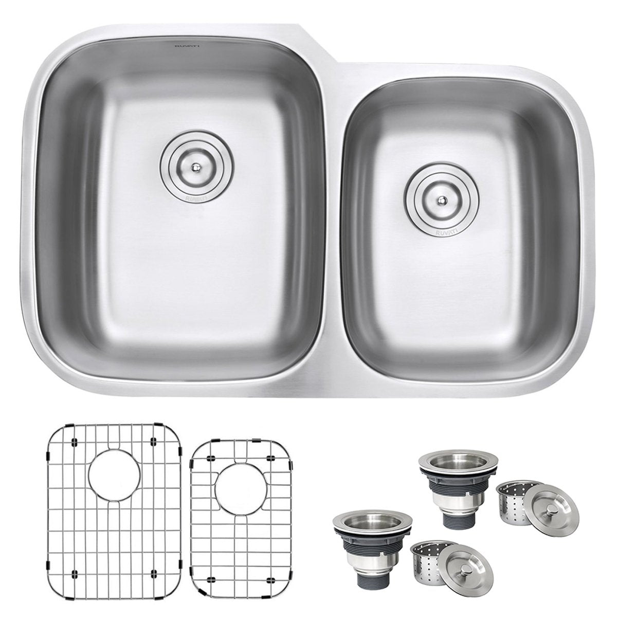 32 - inch Undermount Double Bowl 16 Gauge Stainless Steel Kitchen Sink - BUILDMYPLACE