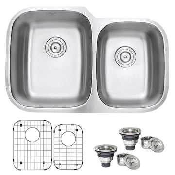 32-inch Undermount Double Bowl 16 Gauge Stainless Steel Kitchen Sink