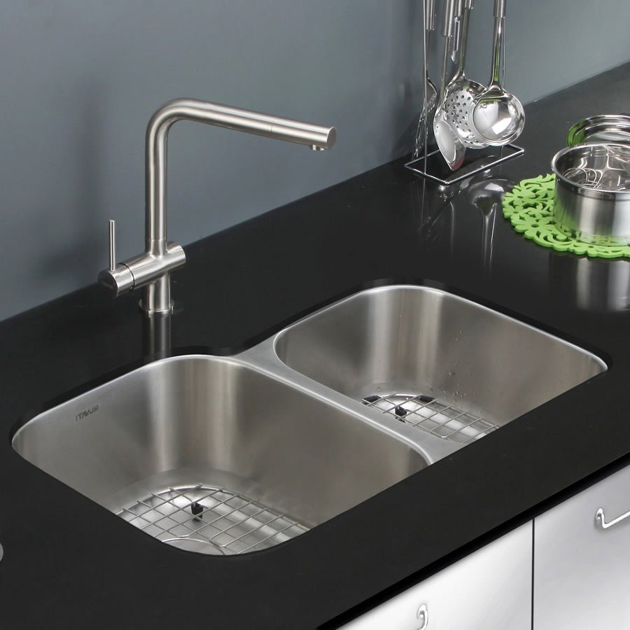 32 - inch Undermount Double Bowl 16 Gauge Stainless Steel Kitchen Sink - BUILDMYPLACE