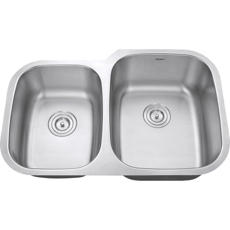 32 - inch Undermount Double Bowl 16 Gauge Stainless Steel Kitchen Sink - BUILDMYPLACE