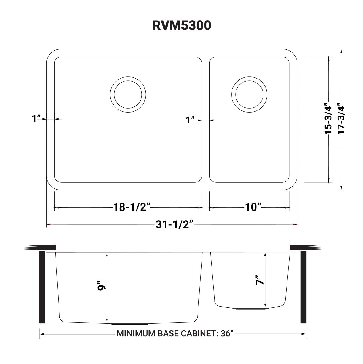 32 - inch Undermount Kitchen Sink Double Bowl 16 Gauge Stainless Steel - BUILDMYPLACE