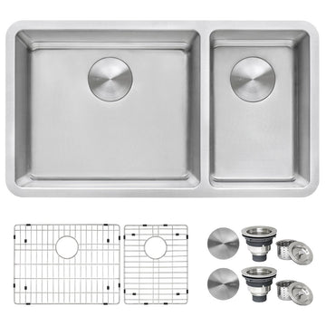 32-inch Undermount Kitchen Sink Double Bowl 16 Gauge Stainless Steel