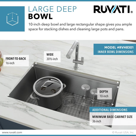 32 - inch Workstation Ledge Tight Radius Undermount 16 Gauge Kitchen Sink Single Bowl - BUILDMYPLACE