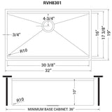 32 - inch Workstation Ledge Tight Radius Undermount 16 Gauge Kitchen Sink Single Bowl - BUILDMYPLACE