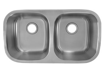 32 x 18 Inch, Undermount Double Bowl Rounded Kitchen Sink In Stainless Steel