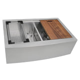 33" Apron - front Workstation Low - Divide Double Bowl 60/40 Farmhouse Kitchen Sink 16 Gauge - BUILDMYPLACE