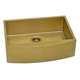 33 - inch Apron - Front Farmhouse Kitchen Sink - Brass Tone Matte Gold Stainless Steel Single Bowl - BUILDMYPLACE