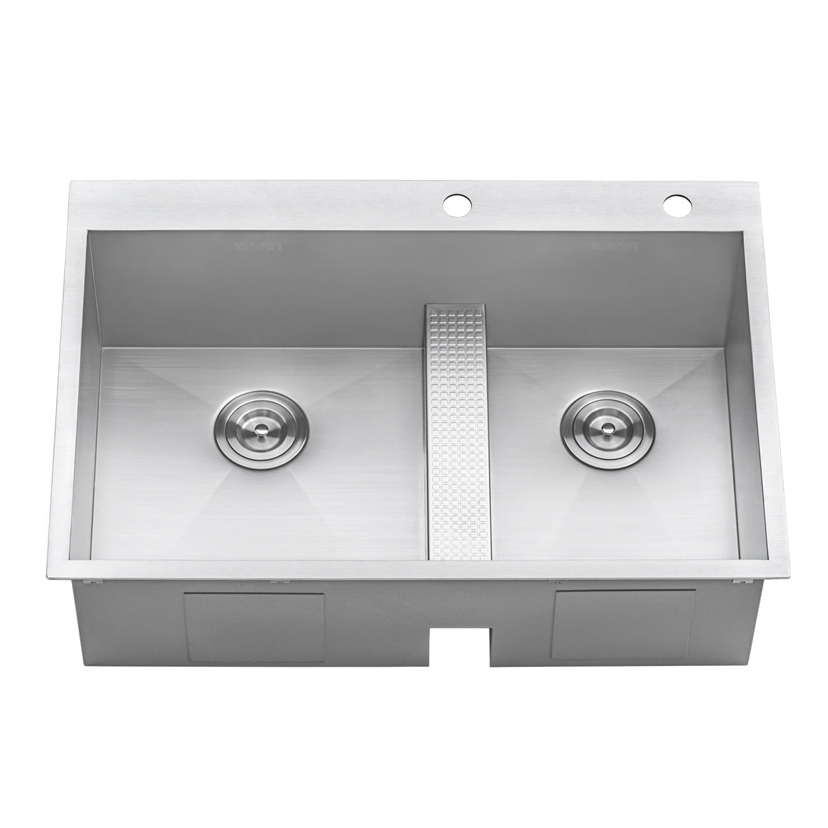 33 - inch Drop - in Low Platform - Divide Zero Radius 60/40 Double Bowl 16 Gauge Topmount Kit - BUILDMYPLACE