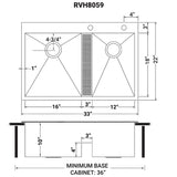 33 - inch Drop - in Low Platform - Divide Zero Radius 60/40 Double Bowl 16 Gauge Topmount Kit - BUILDMYPLACE