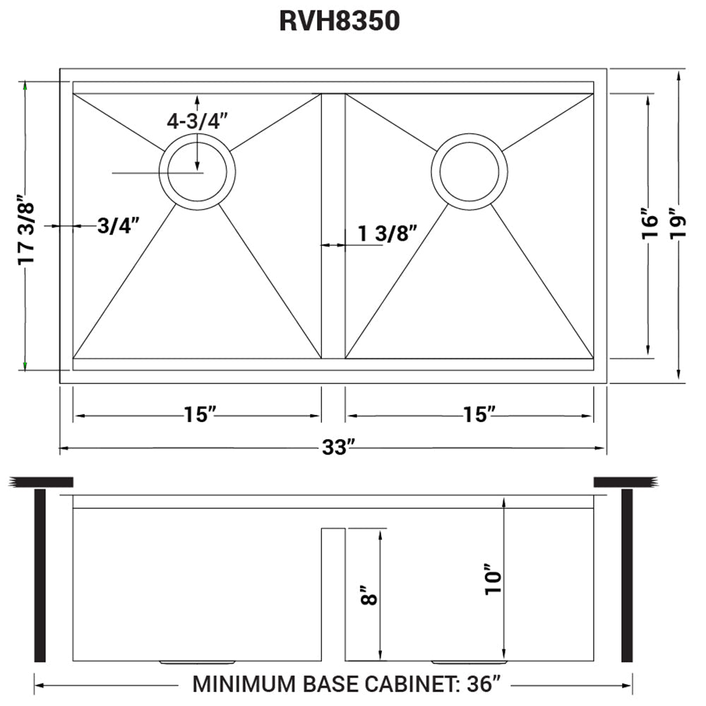 33 - inch Workstation Ledge 50/50 Double Bowl Undermount 16 Gauge Stainless Steel Kitchen Sink - BUILDMYPLACE