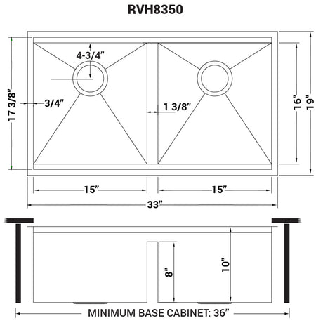 33 - inch Workstation Ledge 50/50 Double Bowl Undermount 16 Gauge Stainless Steel Kitchen Sink - BUILDMYPLACE