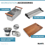 33 - inch Workstation Ledge 50/50 Double Bowl Undermount 16 Gauge Stainless Steel Kitchen Sink - BUILDMYPLACE