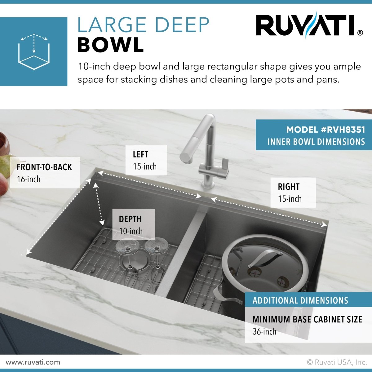 33 - inch Workstation Ledge Tight Radius 50/50 Double Bowl Undermount Kitchen Sink - BUILDMYPLACE