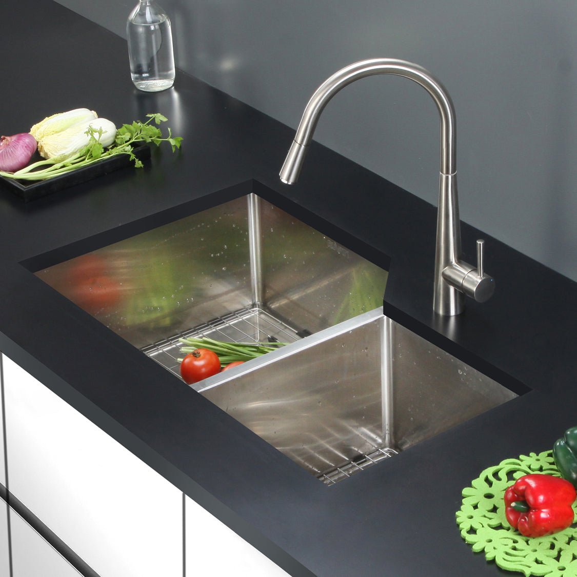 33" Undermount 16 Gauge Double Bowl Kitchen Sink - BUILDMYPLACE