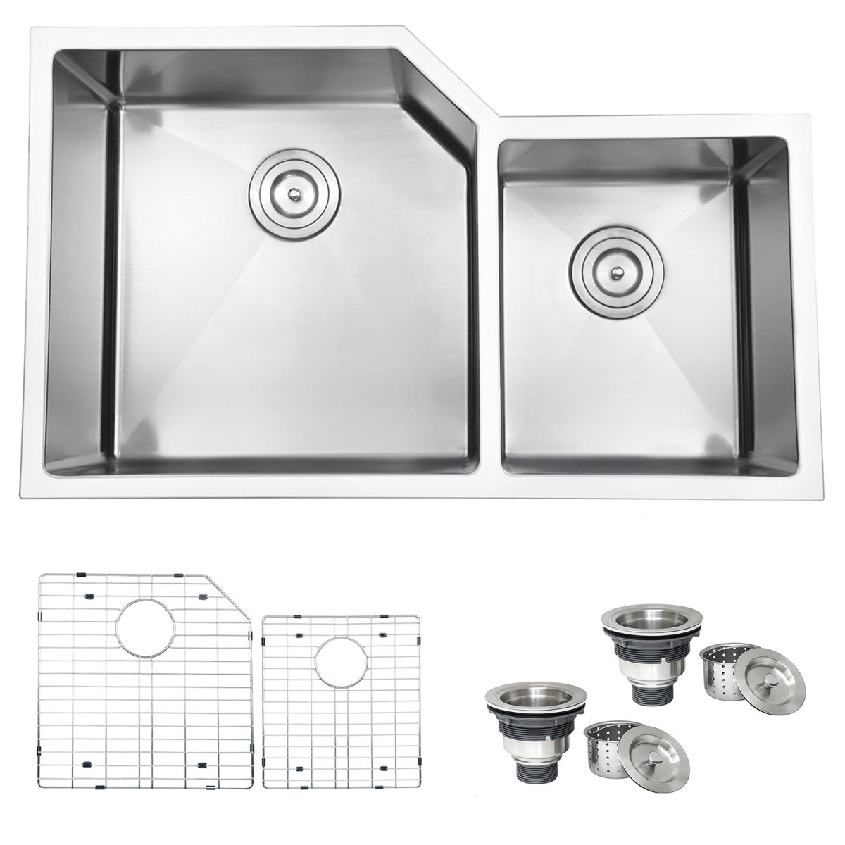 33" Undermount 16 Gauge Double Bowl Kitchen Sink - BUILDMYPLACE