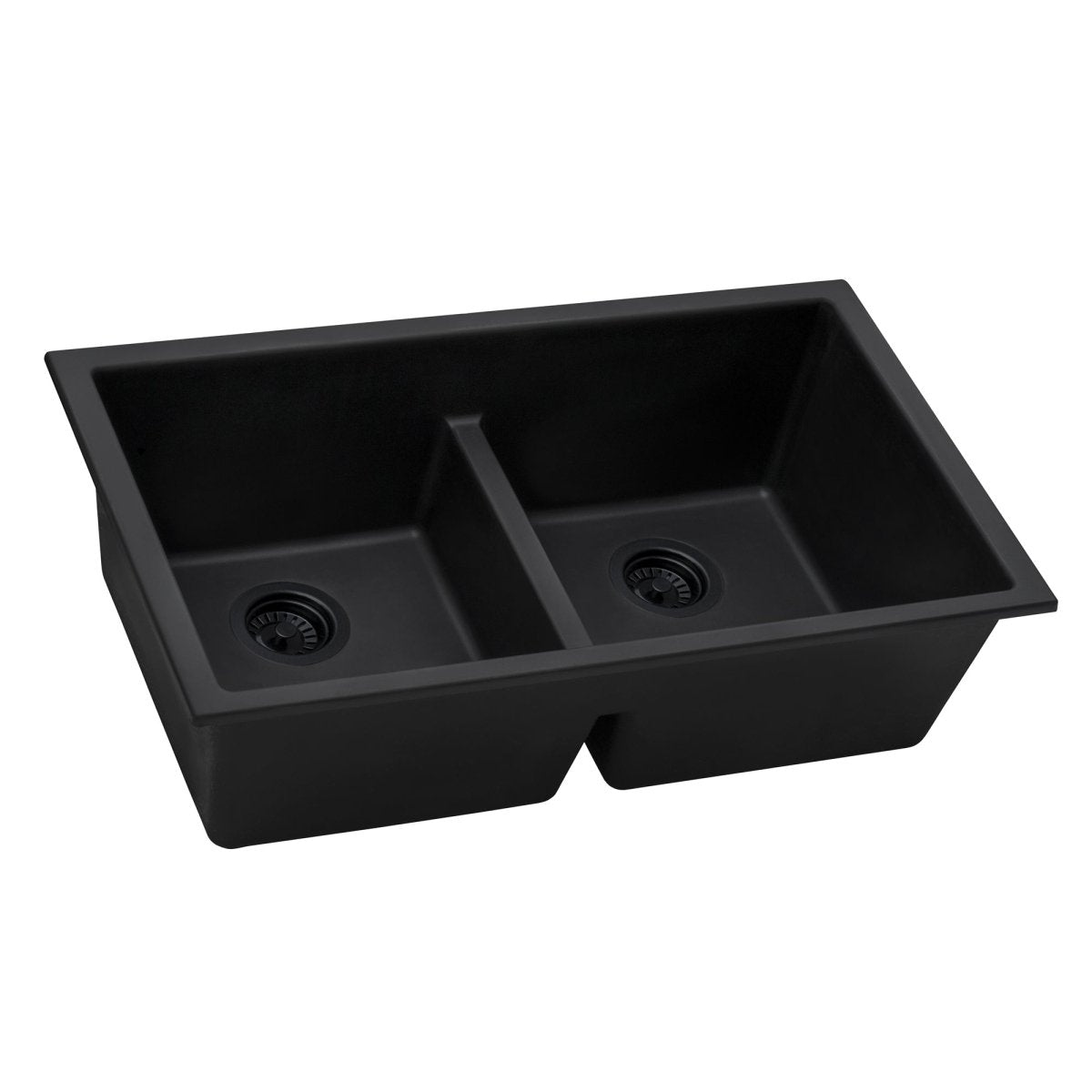 33 x 19 inch Granite Composite Undermount Low Divide Double Bowl - BUILDMYPLACE