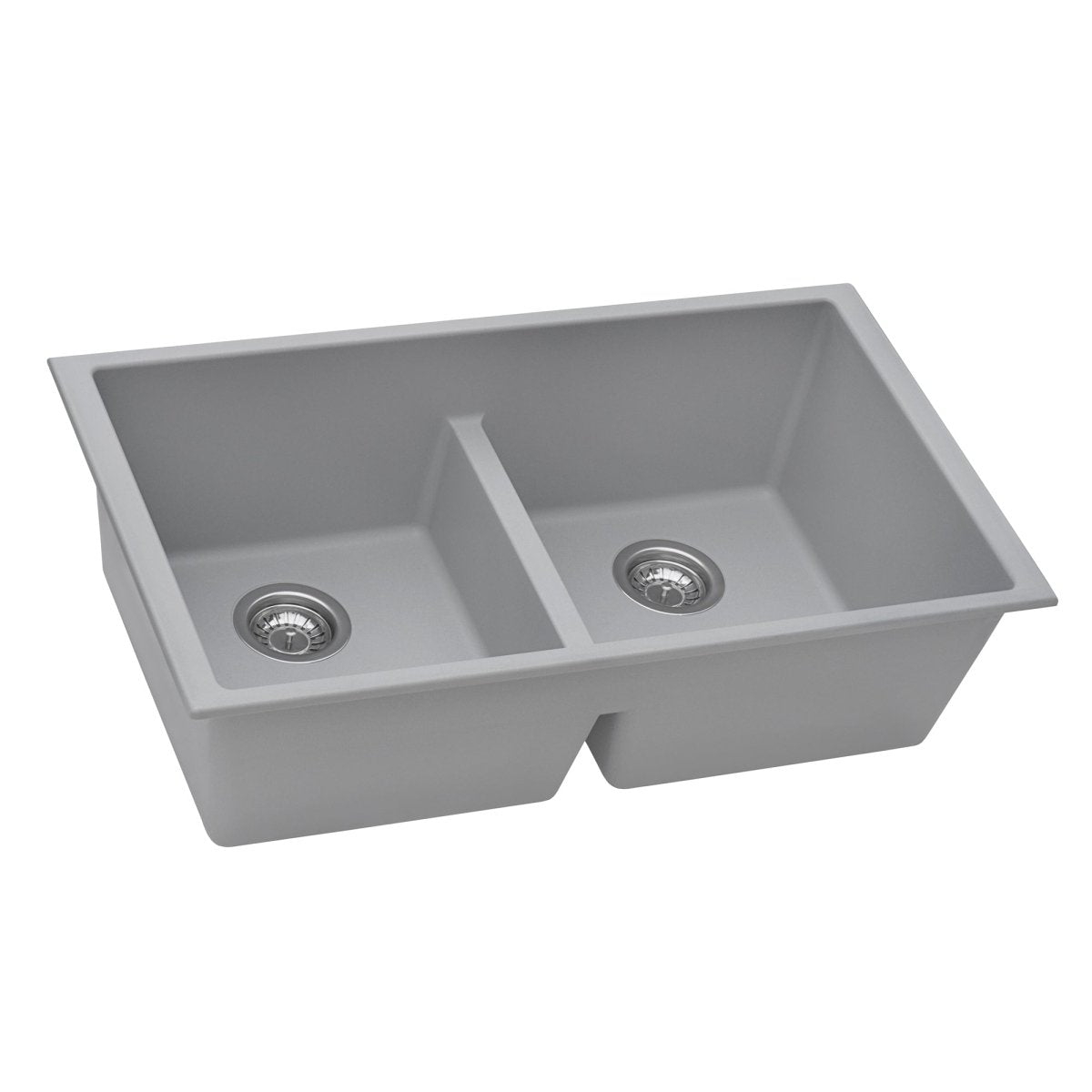 33 x 19 inch Granite Composite Undermount Low Divide Double Bowl - BUILDMYPLACE