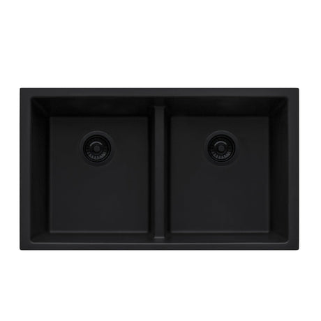 33 x 19 inch Granite Composite Undermount Low Divide Double Bowl - BUILDMYPLACE