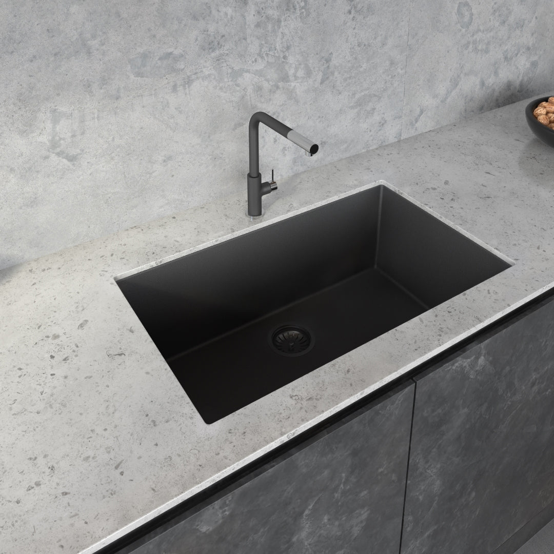 33 x 19 inch Granite Composite Undermount Single Bowl Kitchen Sink - BUILDMYPLACE