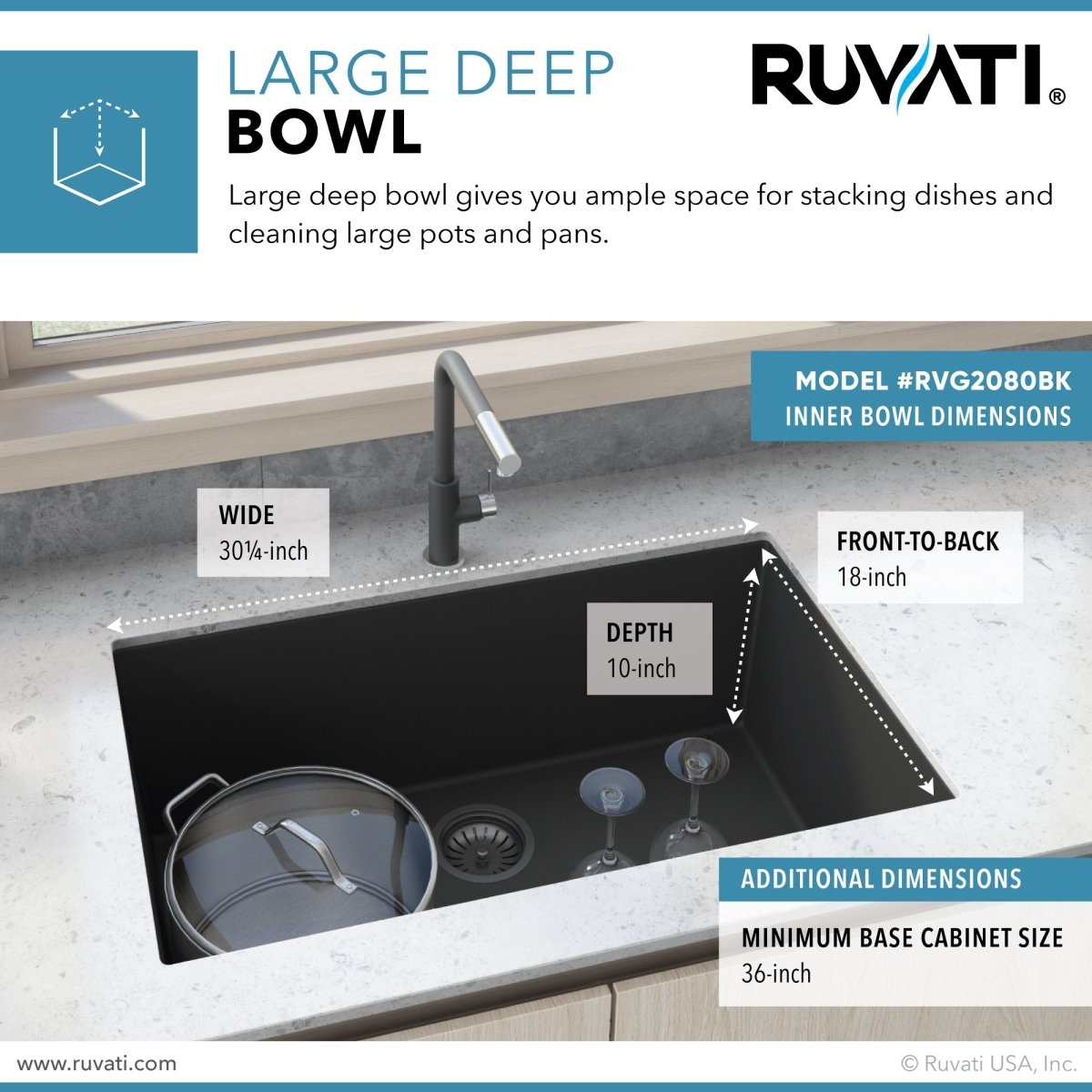 33 x 19 inch Granite Composite Undermount Single Bowl Kitchen Sink - BUILDMYPLACE