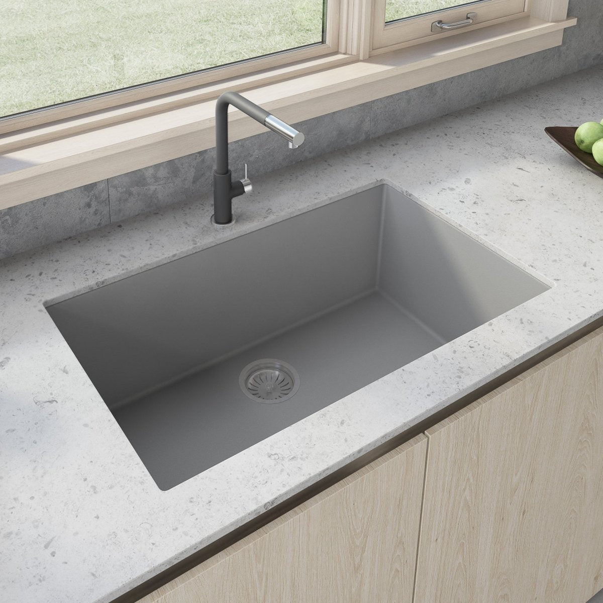 33 x 19 inch Granite Composite Undermount Single Bowl Kitchen Sink - BUILDMYPLACE