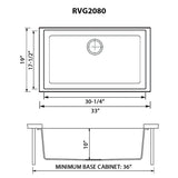 33 x 19 inch Granite Composite Undermount Single Bowl Kitchen Sink - BUILDMYPLACE