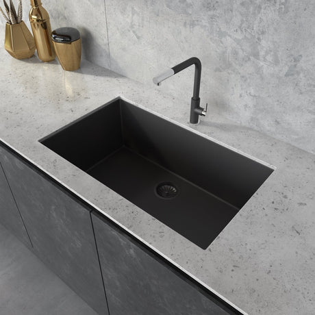 33 x 19 inch Granite Composite Undermount Single Bowl Kitchen Sink - BUILDMYPLACE