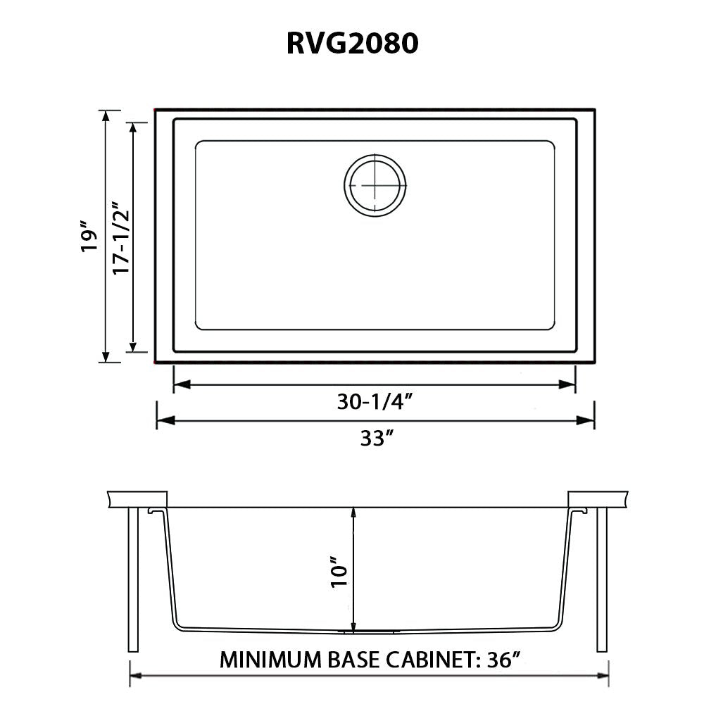 33 x 19 inch Granite Composite Undermount Single Bowl Kitchen Sink - BUILDMYPLACE