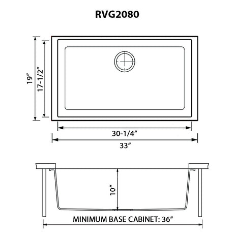 33 x 19 inch Granite Composite Undermount Single Bowl Kitchen Sink - BUILDMYPLACE