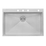 33 x 22 Drop - in Topmount 16 Gauge Zero Radius Stainless Steel Kitchen Sink Single Bowl - BUILDMYPLACE