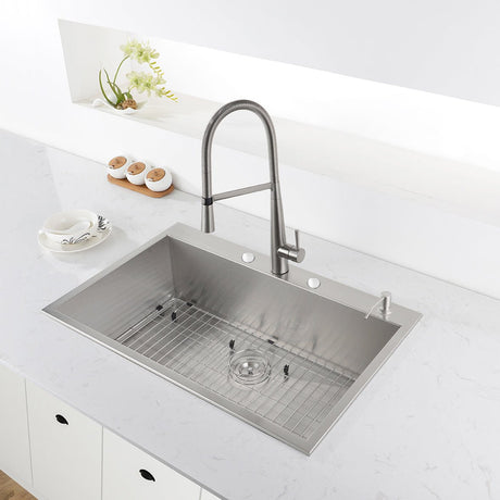 33 x 22 Drop - in Topmount 16 Gauge Zero Radius Stainless Steel Kitchen Sink Single Bowl - BUILDMYPLACE