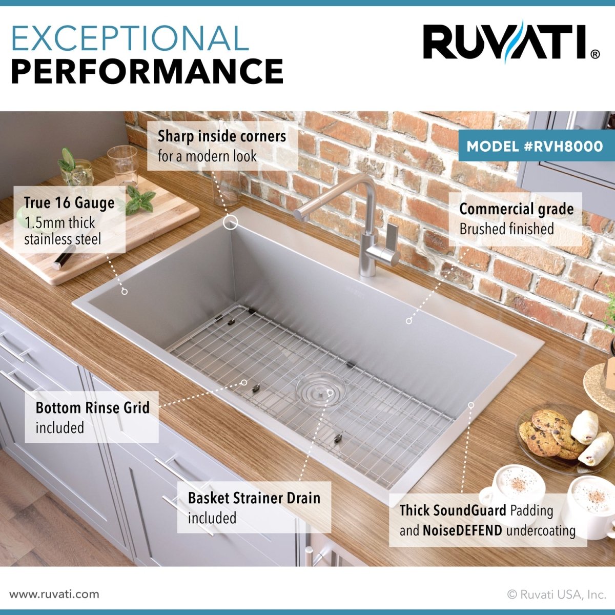 33 x 22 Drop - in Topmount 16 Gauge Zero Radius Stainless Steel Kitchen Sink Single Bowl - BUILDMYPLACE