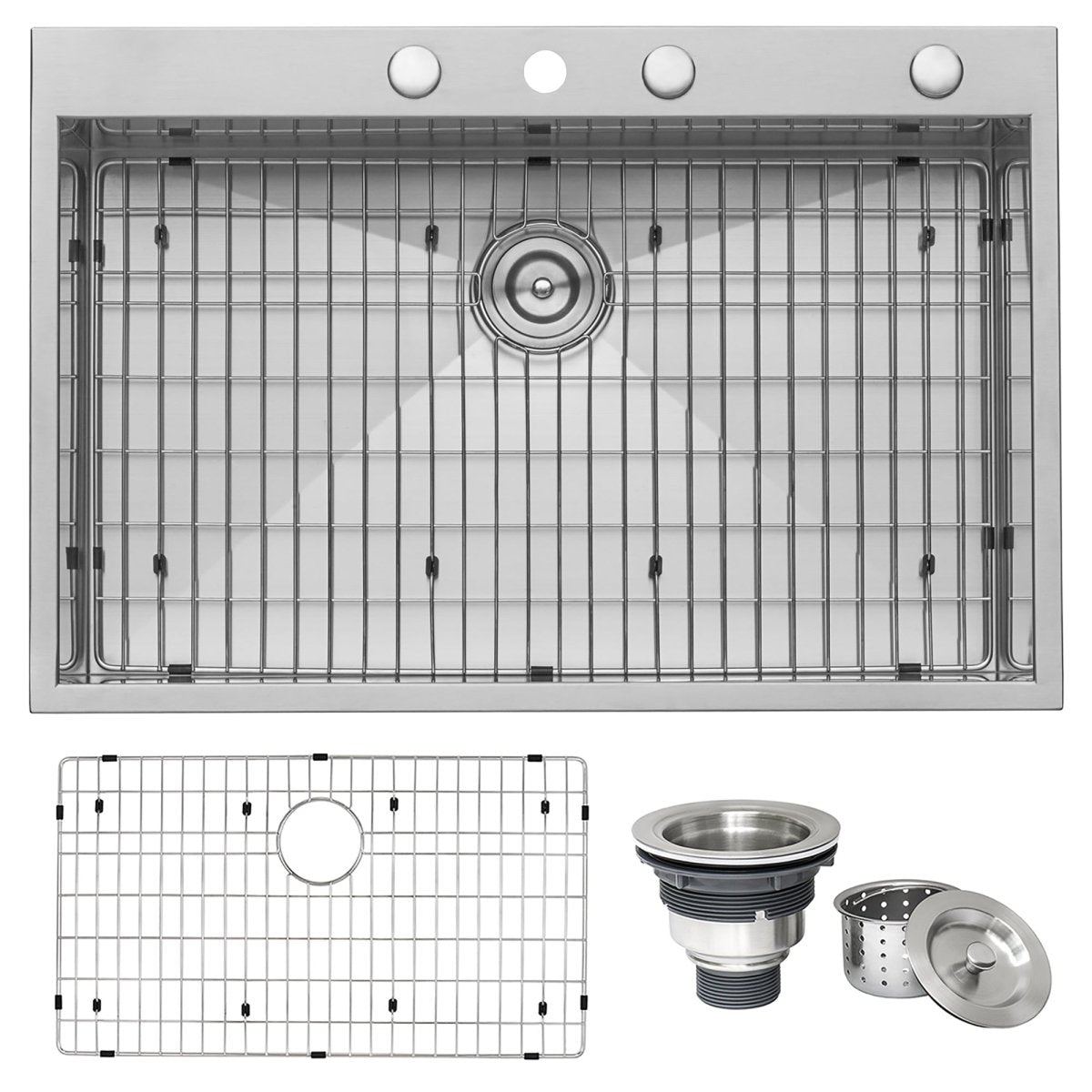 33 x 22 Drop - in Topmount 16 Gauge Zero Radius Stainless Steel Kitchen Sink Single Bowl - BUILDMYPLACE