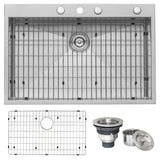 33 x 22 Drop - in Topmount 16 Gauge Zero Radius Stainless Steel Kitchen Sink Single Bowl - BUILDMYPLACE