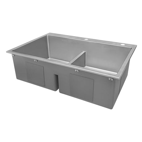 33 x 22 inch Drop - in 50/50 Double Bowl Tight Radius 16 Gauge Topmount Stainless Steel Kitchen Sink - BUILDMYPLACE