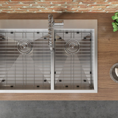 33 x 22 inch Drop - in 60/40 Double Bowl 16 Gauge Zero Radius Topmount Stainless Steel Kitchen Sink - BUILDMYPLACE