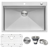 33 x 22 inch Drop - in Tight Radius 16 Gauge Stainless Steel Topmount Kitchen Sink Single Bowl - BUILDMYPLACE