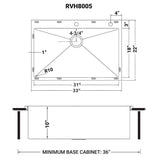 33 x 22 inch Drop - in Tight Radius 16 Gauge Stainless Steel Topmount Kitchen Sink Single Bowl - BUILDMYPLACE