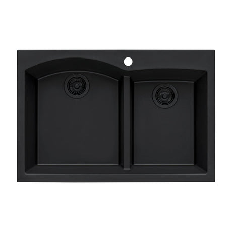 33 x 22 inch Drop - in Topmount Granite Composite Double Bowl - BUILDMYPLACE