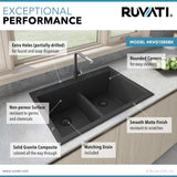 33 x 22 inch Drop - in TopMount Granite Composite Double Bowl Low Divide Kitchen Sink - BUILDMYPLACE