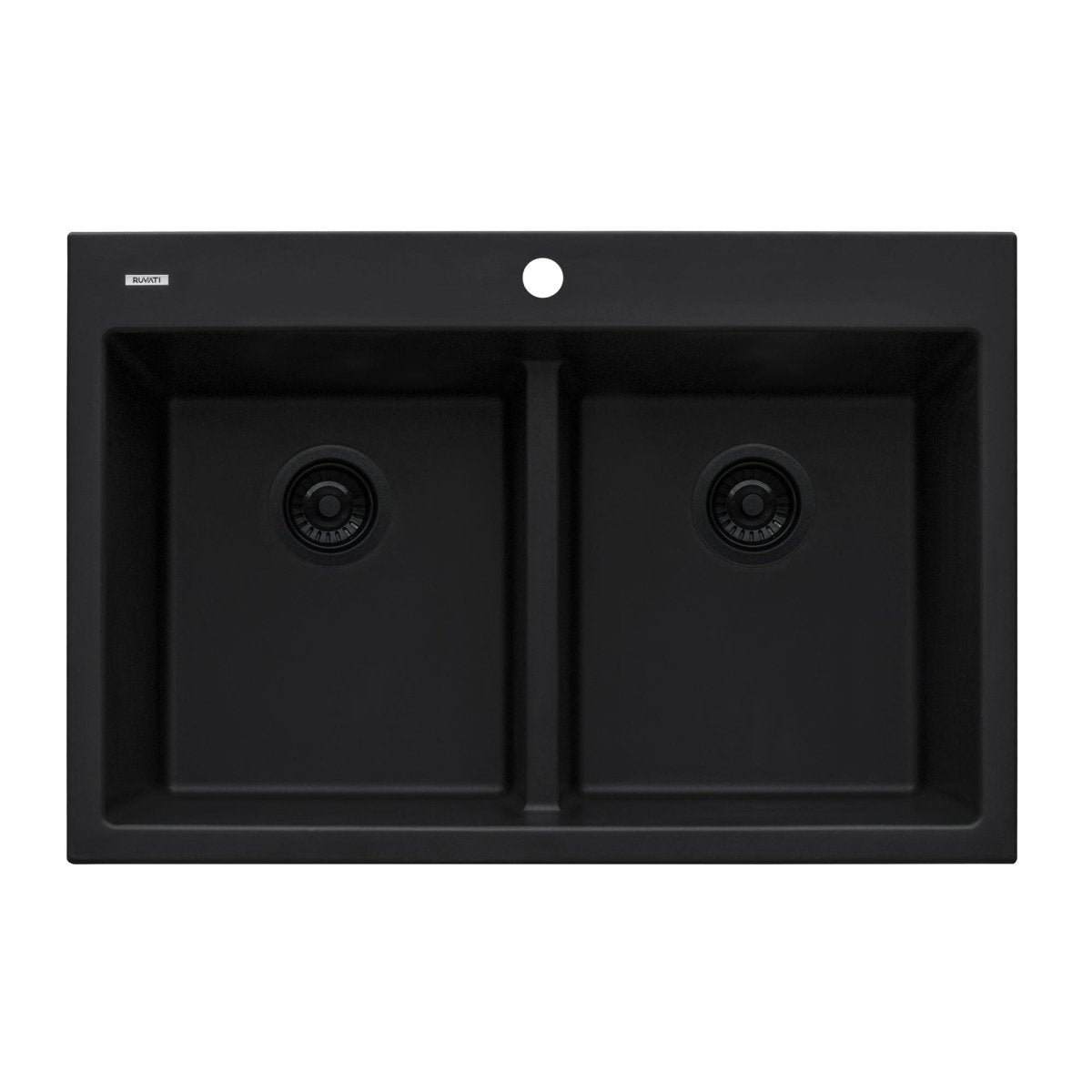 33 x 22 inch Drop - in TopMount Granite Composite Double Bowl Low Divide Kitchen Sink - BUILDMYPLACE